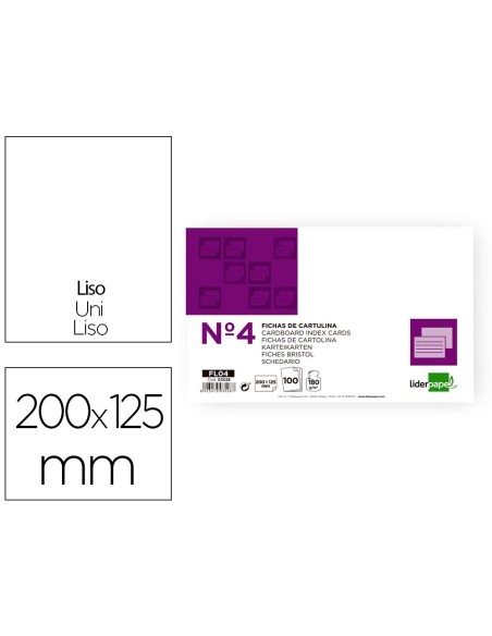 FICHA LISA N.4 125X200 MM PAQUETE 100 FICHA LISA N.4 125X200 MM PAQUETE 100