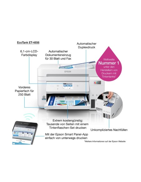 EPSON ECOTANK ET-4856 TINTA 33PPM SCANER COPIA FAX BAND.ENTRADA 250H.