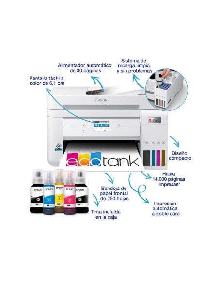 EPSON ECOTANK ET-4856 TINTA 33PPM SCANER COPIA FAX BAND.ENTRADA 250H.