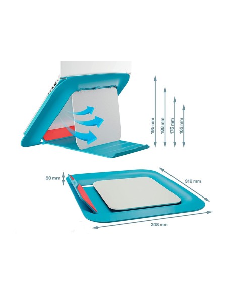 SOPORTE PORTATIL LEITZ ERGO COSY AJUSTABLE 4 ALTURAS AZ. 310X50X247MM