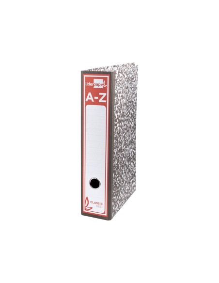 ARCH.PAL.LIDERPAPEL CARTON FORRADO FOLIO JASPEADO GRIS CLASSIC RED