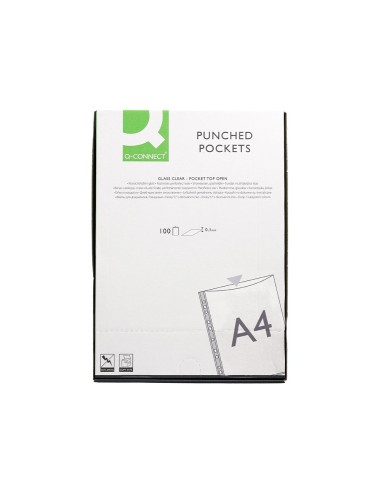 FUNDA MULTITALADRO Q-CONNECT DIN A4 100 MC CRISTAL 100UD**73564