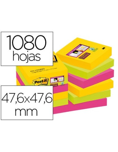 BLOC NOTAS ADH. POST-IT SUPER STICKY 47,6X47,6MM 2UD 90H. AM.