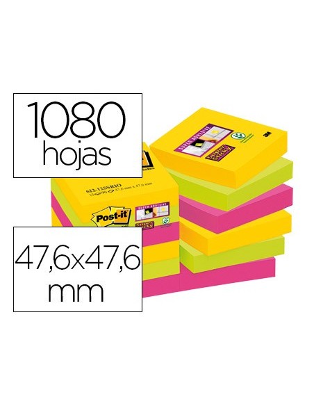 BLOC NOTAS ADH. POST-IT SUPER STICKY 47,6X47,6MM 2UD 90H. AM. BLOC NOTAS ADH. POST-IT SUPER STICKY 47,6X47,6MM 2UD 90H. AM.