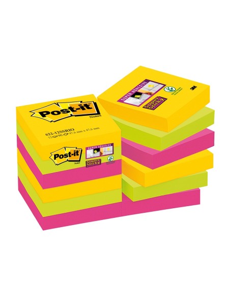 BLOC NOTAS ADH. POST-IT SUPER STICKY 47,6X47,6MM 2UD 90H. AM.