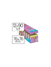 BLOC NOTAS ADH.POST-IT SUPER STICKY 76X76MM 24UD 90H. COL.SURT. 2