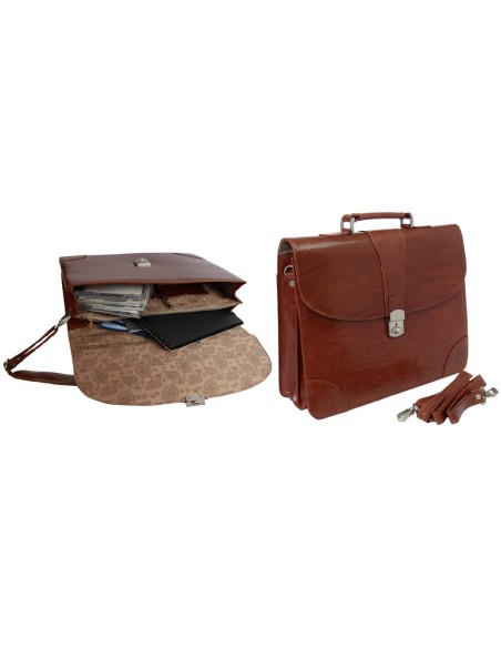 CARTERA PORTADOC.Q-CONNECT KF02610 C/CORREA Y DPTOS INTERIORES MARRON
