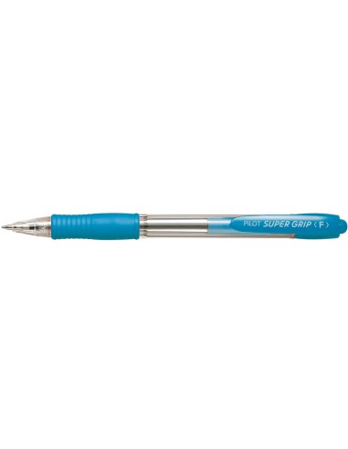 BOLIGRAFO PILOT SUPER GRIP CELESTE RETR.-SUJECION CAUCHO BASE ACEITE