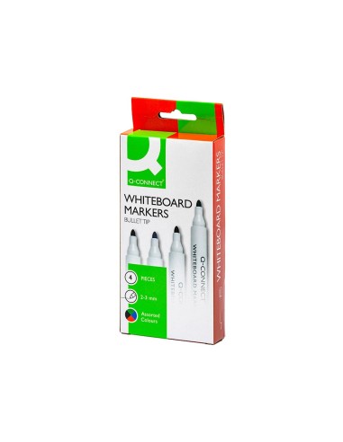 ROTULADOR Q-CONNECT PIZARRA BLANCA 4 COLORES SURTIDOS PUNTA REDONDA