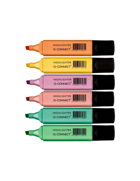 ROTULADOR Q-CONNECT FLUORESCENTE PASTEL PUNTA BIS.6 UDS SURT.