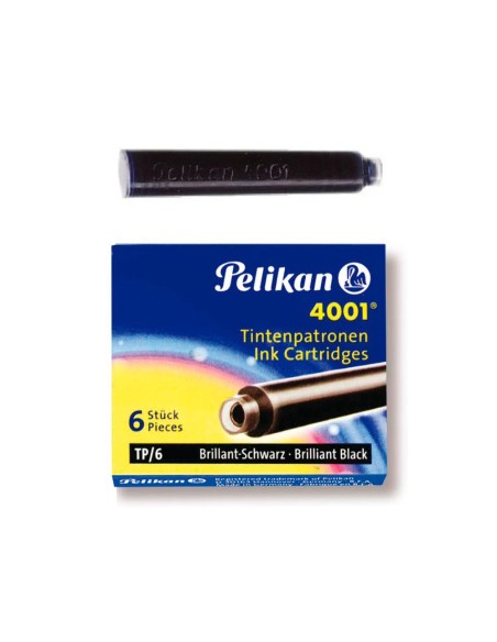 TINTA PLUMAS PELIKAN NEGRA CAJA 6 CARTUCHOS