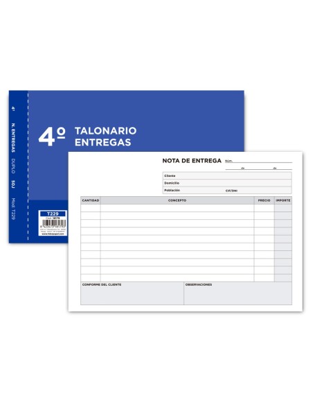 TALONARIO ENTREGAS 4º APAISADO 229 DUPLICADO TALONARIO ENTREGAS 4º APAISADO 229 DUPLICADO