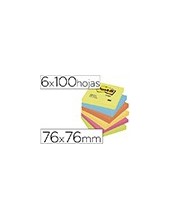 BLOC NOTAS ADH. POST-IT 76X76MM 6UD. 100H. COL.SURT. NEON 2