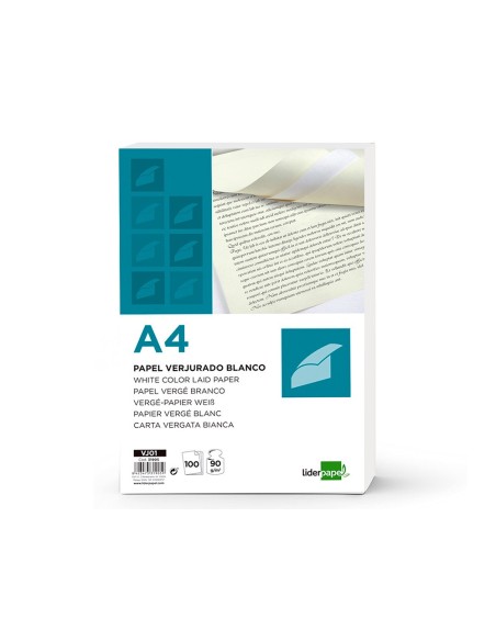 PAPEL VERJURADO BLANCO DIN A4 90 GRAMOS PAQUETE 100 H. PAPEL VERJURADO BLANCO DIN A4 90 GRAMOS PAQUETE 100 H.
