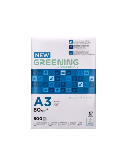 PAQ. PAPEL GREENING A3 80 GRAMOS PQ. 500 H. PAQ. PAPEL GREENING A3 80 GRAMOS PQ. 500 H.