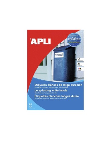 ETIQUETAS ADH. APLI 01228 210X297MM RESISTENTE INTEMPERIE 20H.