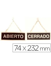 LETRERO METALICO ABIERTO Y CERRADO CADENA Y VENTOSA COLGAR 74X232MM