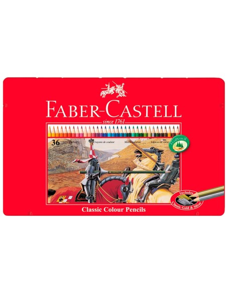 LAPICES DE COLORES FABER CASTELL CAJA METALICA DE 36 COLORES SURTIDOS