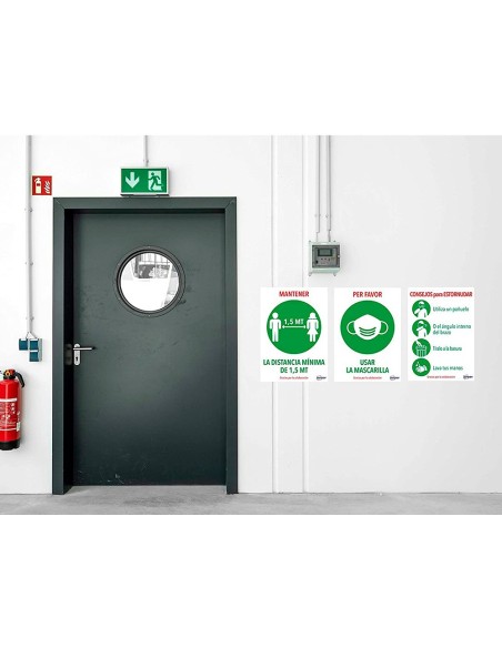 SEÑAL ADH. AVERY USAR MASCARILLA A4 RESISTENTE  RAYOS UV PK.DE 2 UD.