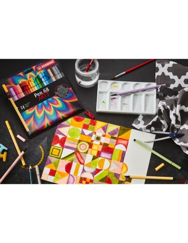 ROTULADOR STABILO ACUARELABLE PEN 68 ARTY LINE 1MM 24 UD.SURT.