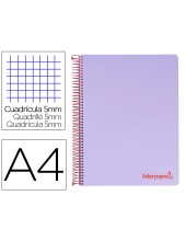 CUADERNO ESP. WONDER A4 T.PLASTICO MICRO 5MM 5B 4T. 120H 90GR. LILA