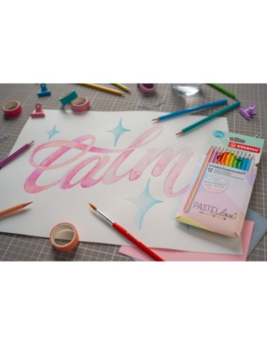 LAPICES STABILO AQUACOLOR ACUARELABLES PASTEL LOVE  CARTON 12 SURT.