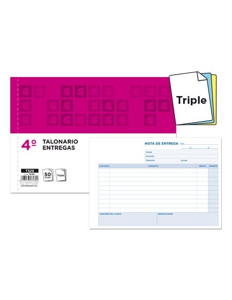 TALONARIO ENTREGAS 4º APAISADO 329 TRIPLICADO TALONARIO ENTREGAS 4º APAISADO 329 TRIPLICADO