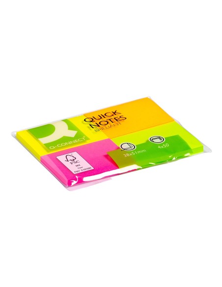 BLOC NOTAS ADH. Q-CON. 40X50MM 4UD 50H. COL. SURT. FLUOR BLOC NOTAS ADH. Q-CON. 40X50MM 4UD 50H. COL. SURT. FLUOR