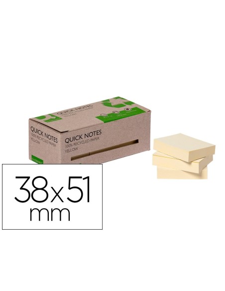 BLOC NOTAS ADH. QUITA PON Q-CON.38X51MM 100% RECICLADO AM. CAJA CAR BLOC NOTAS ADH. QUITA PON Q-CON.38X51MM 100% RECICLADO AM. CAJA CAR