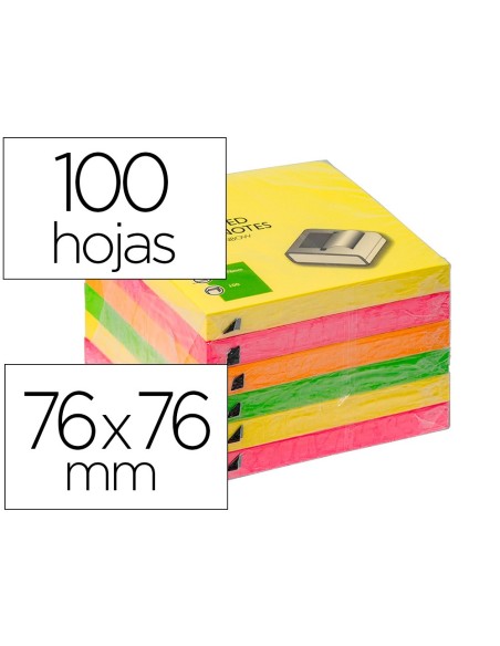 BLOC NOTAS ADH. QUITA PON Q-CON.76X76MM NEON SURT.ZIG-ZAG BLOC NOTAS ADH. QUITA PON Q-CON.76X76MM NEON SURT.ZIG-ZAG