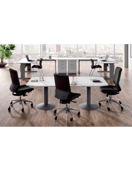 MESA REUNION ROCADA MEETING 3003AT04 COLUMNA DOBLE ACERO GRIS BL.
