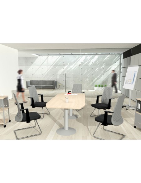 MESA REUNION ROCADA MEETING 3003ATW02 COLUMNA DOBLE ACERO BL.GRIS