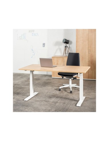 MESA ROCADA REG.ELECTRICA 129 CM ESTRUCTURA ACERO TABLERO 160 CM HAYA
