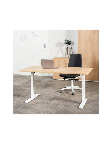 MESA ROCADA REG.ELECTRICA 129 CM ESTRUCTURA ACERO TABLERO 160 CM HAYA