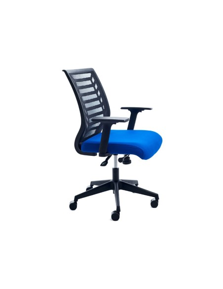 SILLA ROCADA GIRAT BRAZOS RESPALDO MALLA NEGRA/TAPIZADO AZUL SILLA ROCADA GIRAT BRAZOS RESPALDO MALLA NEGRA/TAPIZADO AZUL