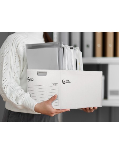 CONTENEDOR LIDERPAPEL CARTON AUTO 4 CAJAS 430X383X265MM BLANCO