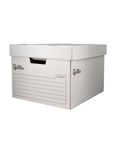 CONTENEDOR LIDERPAPEL CARTON AUTO 4 CAJAS 430X383X265MM BLANCO