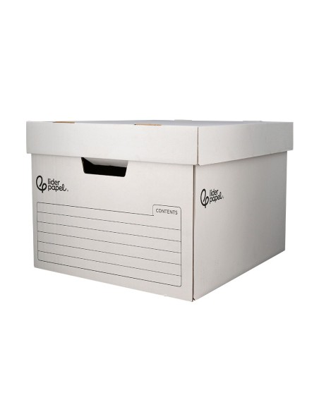 CONTENEDOR LIDERPAPEL CARTON AUTO 4 CAJAS 430X383X265MM BLANCO