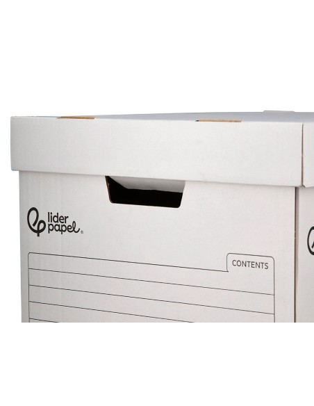 CONTENEDOR LIDERPAPEL CARTON AUTO 4 CAJAS 430X383X265MM BLANCO