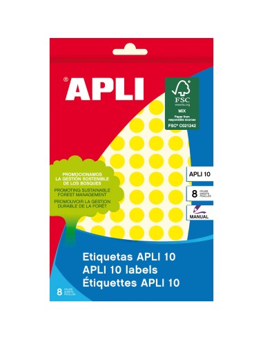 ETIQUETAS ADH. APLI 2730 Ø10MM AM. 8H.