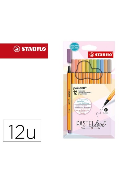 ROTULADOR STABILO FIBRA POINT 88 PASTEL LOVE CARTON 12 UD.SURT. ROTULADOR STABILO FIBRA POINT 88 PASTEL LOVE CARTON 12 UD.SURT.