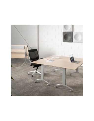 MESA OFICINA ROCADA 180X80CM TABLERO ABATIBLE 90 FD02 ALUMINIO/GRIS
