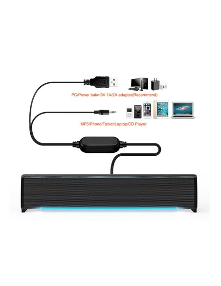 BARRA SONIDO Q-CON.PARA PC ILUMINACIÓN LED NG.