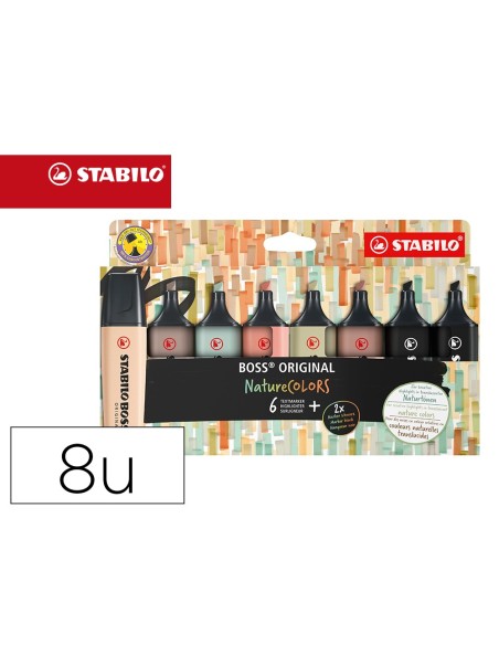 ROTULADOR STABILO BOSS PASTEL FLUOR.70 NATURE COLORS 8 UD.SURT. ROTULADOR STABILO BOSS PASTEL FLUOR.70 NATURE COLORS 8 UD.SURT.