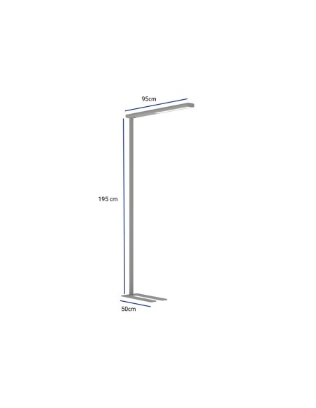 LAMPARA PIE MAUL JET LED 4 NIVELES INTENSIDAD PLATA 950X1950MM