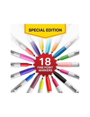 ROTULADOR SHARPIE PERMANENTE FINO PK.VUELTA AL COLE PEZ 18 UD.SURT.