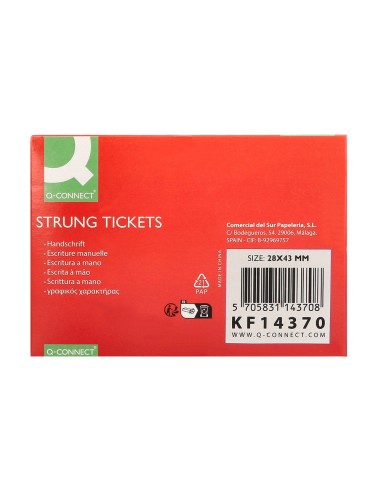 ETIQUETAS COLGANTES Q-CON.28X43MM CAJA 500 UD.