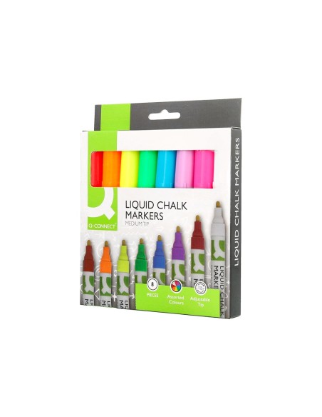 ROTULADOR Q-CON.TIZA LIQUIDA RED.TRAZO 3MM CAJA 8 UD.SURT.