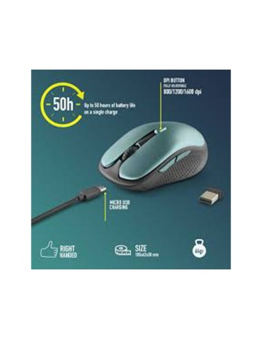 RATON NGS EVO RUST OPTICO 800/1200/1600 DPI INAL. 5BT.USB 2,4 GHZ VE.