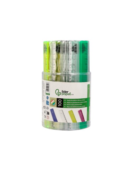 REGLA  PLAST.16 CM CUBILETE 100 UD.SURT.
